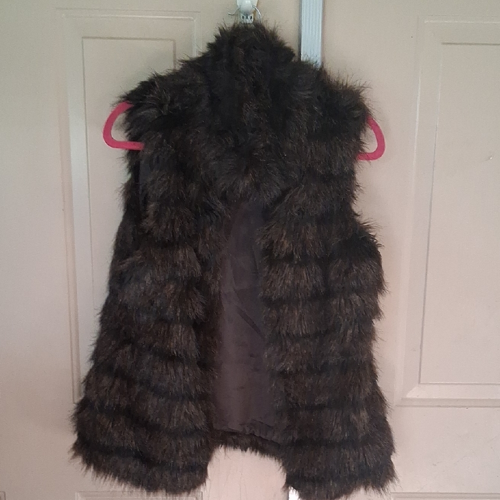 Michael Kors Faux Fur Vest in Brown and Black